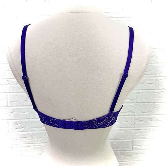 Victoria’s Secret Lined Perfect Coverage Blue Mesh Lace Bra Size 34C - Picture 2 of 3